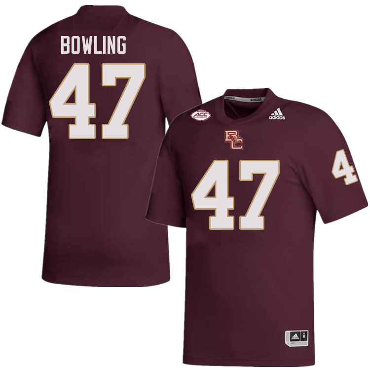 Boston College Eagles #47 Caden Bowling College Football Jerseys Stitched-Maroon